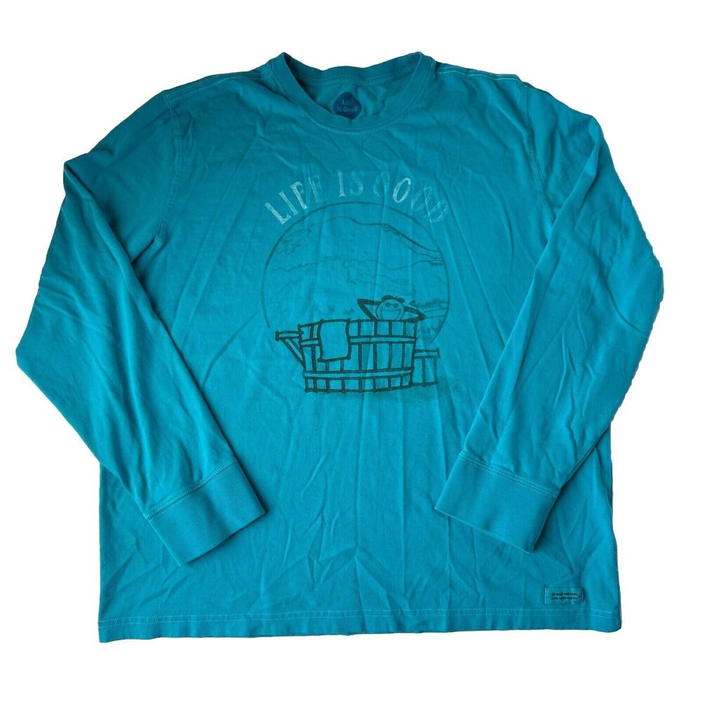 Life Is Good Men’s Long Sleeve Tee Blue Size Large Jake In Tub